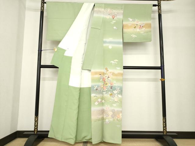 平和屋着物●創業460年・千總　訪問着　駒刺繍　舞花文　暈し染め　金彩　正絹　逸品　AABG0821ck_1