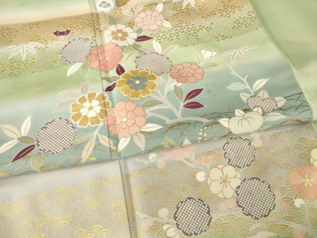 平和屋着物●創業460年・千總　訪問着　駒刺繍　舞花文　暈し染め　金彩　正絹　逸品　AABG0821ck_4