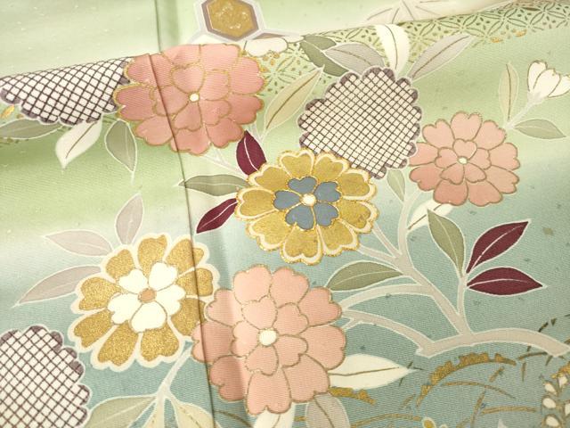 平和屋着物●創業460年・千總　訪問着　駒刺繍　舞花文　暈し染め　金彩　正絹　逸品　AABG0821ck_5