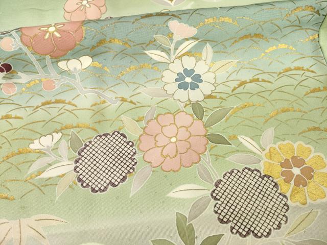 平和屋着物●創業460年・千總　訪問着　駒刺繍　舞花文　暈し染め　金彩　正絹　逸品　AABG0821ck_6