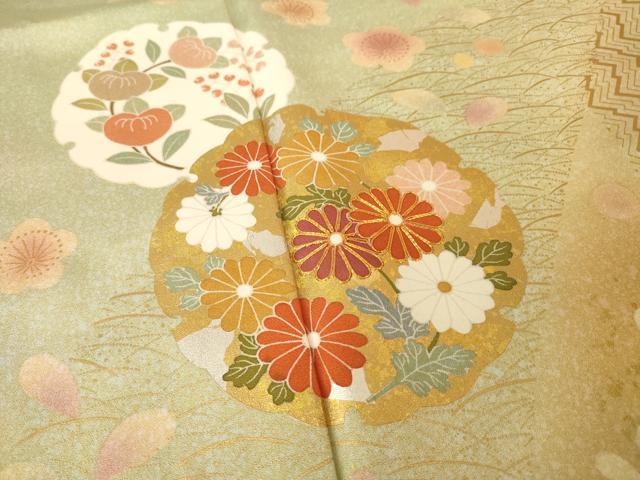 平和屋着物●訪問着　雪輪花文　暈し染め　金銀彩　正絹　逸品　AABG0838ck 平和屋着物○訪問着 雪輪花文 暈し染め 金銀彩 正絹 逸品 AABG0838ckの