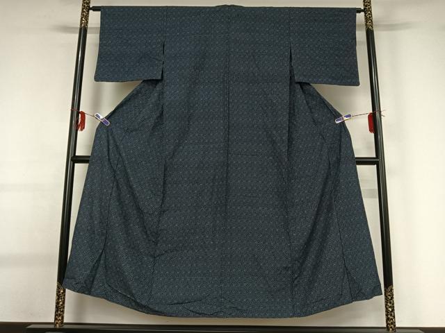 平和屋着物▽上質な紬　単衣　幾何学文様　正絹　逸品　AABG0922jh_1