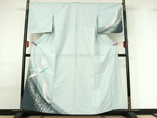 平和屋着物▽訪問着　単衣　箔散らし文　暈し染め　銀彩　洗える着物　AABG0936jh