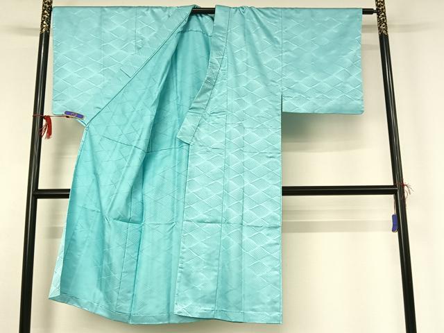 平和屋着物○極上 男性 紬 アンサンブル 長羽織 濃い香染色 羽裏・笹竹