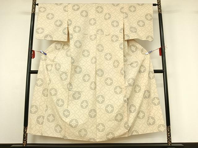 平和屋着物▽綿薩摩　単衣　160亀甲　七宝文　木綿　逸品　AABG0975jh_1