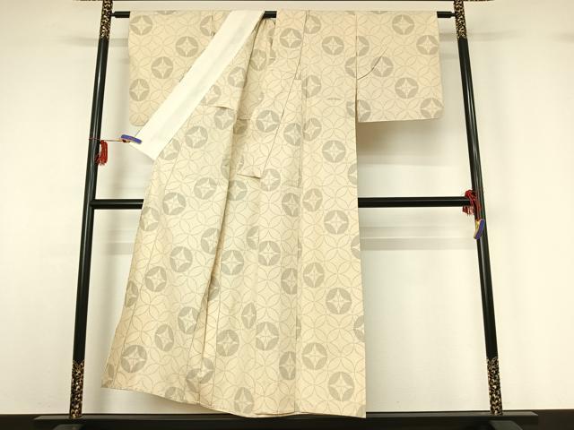 平和屋着物▽綿薩摩　単衣　160亀甲　七宝文　木綿　逸品　AABG0975jh_2