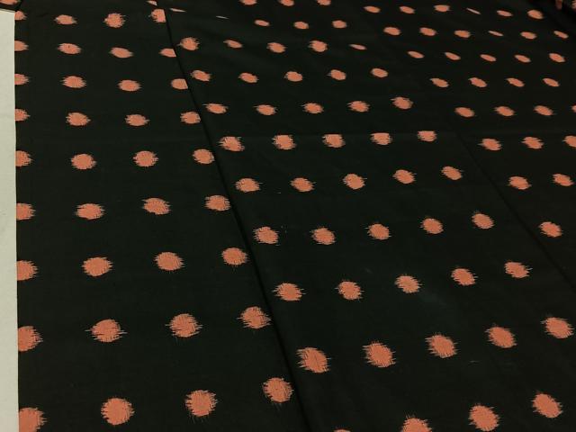 平和屋着物▽上質な紬　単衣　丸文　黒地　正絹　逸品　AABG0981jh_3