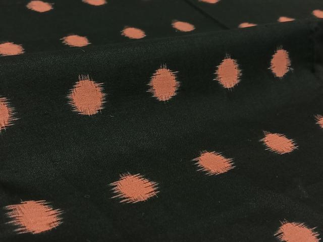 平和屋着物▽上質な紬　単衣　丸文　黒地　正絹　逸品　AABG0981jh_5