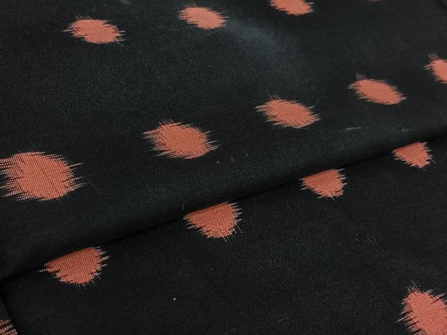 平和屋着物▽上質な紬　単衣　丸文　黒地　正絹　逸品　AABG0981jh_4