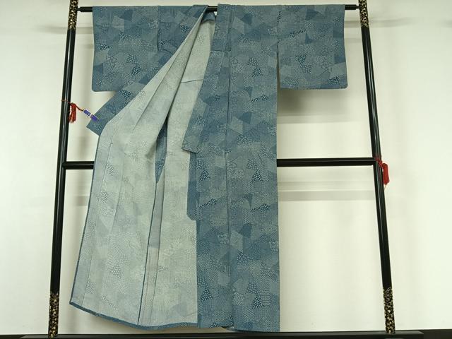平和屋着物▽江戸小紋　単衣　切嵌花文　正絹　逸品　AABG0988jh_2