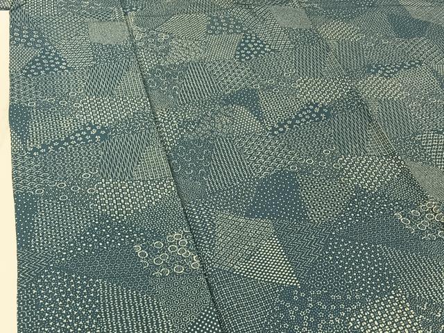 平和屋着物▽江戸小紋　単衣　切嵌花文　正絹　逸品　AABG0988jh_3