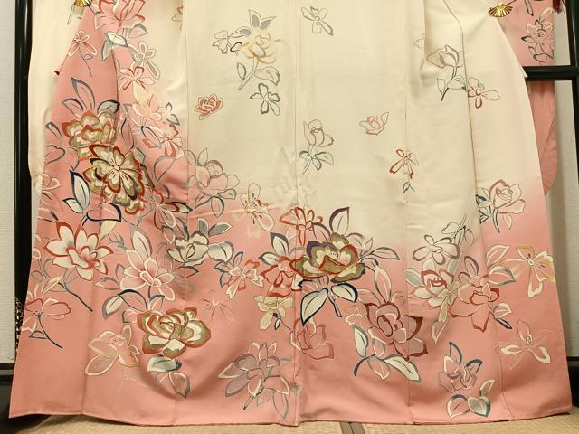 平和屋着物●創業460年・千總　振袖　友禅　駒刺繍　舞花文　暈し染め　正絹　逸品　AABG1055ph_2