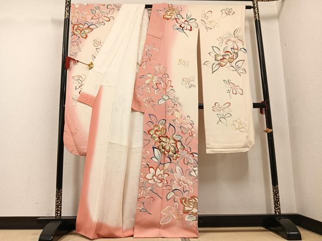 平和屋着物●創業460年・千總　振袖　友禅　駒刺繍　舞花文　暈し染め　正絹　逸品　AABG1055ph_1