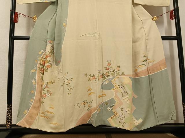 平和屋着物●創業460年・千總　訪問着　駒刺繍　花唐草文　金彩　正絹　逸品　AABG1070ph_2