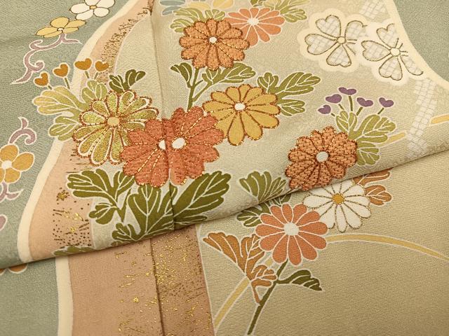 平和屋着物●創業460年・千總　訪問着　駒刺繍　花唐草文　金彩　正絹　逸品　AABG1070ph_5