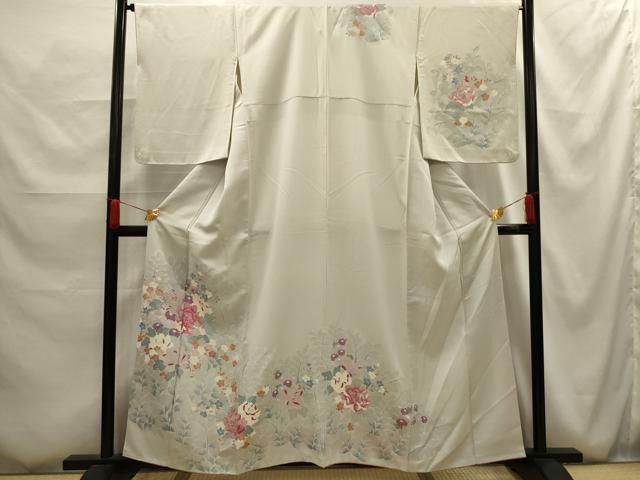 平和屋着物■訪問着　刺繍　草花文　正絹　逸品　AABG1128sx
