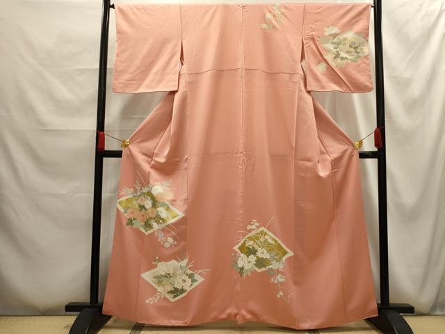 平和屋着物■訪問着　駒刺繍　花菱文　金彩　正絹　逸品　AABG1133sx