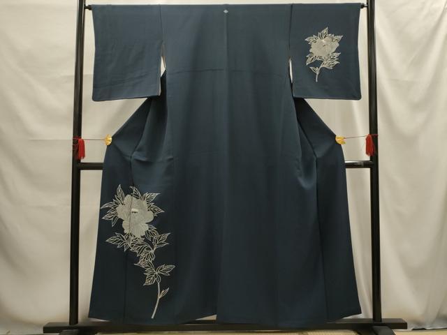 平和屋着物■中国三大刺繍　相良刺繍　総刺繍　訪問着　草花文　金糸　正絹　逸品　AABG1248sx