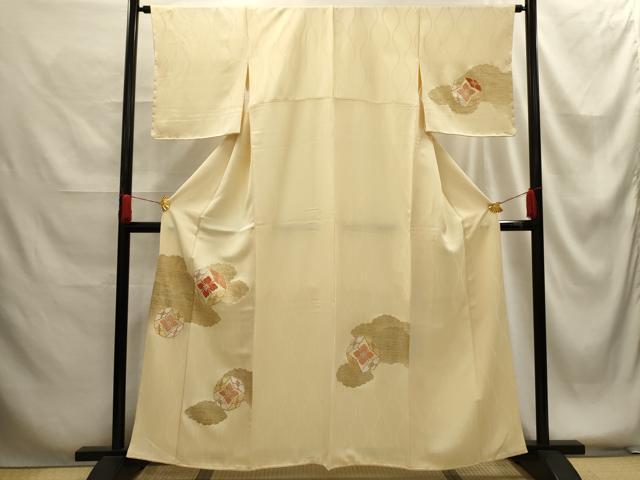 平和屋着物■訪問着　駒刺繍　七宝花文　金彩　正絹　逸品　AABG1297sx