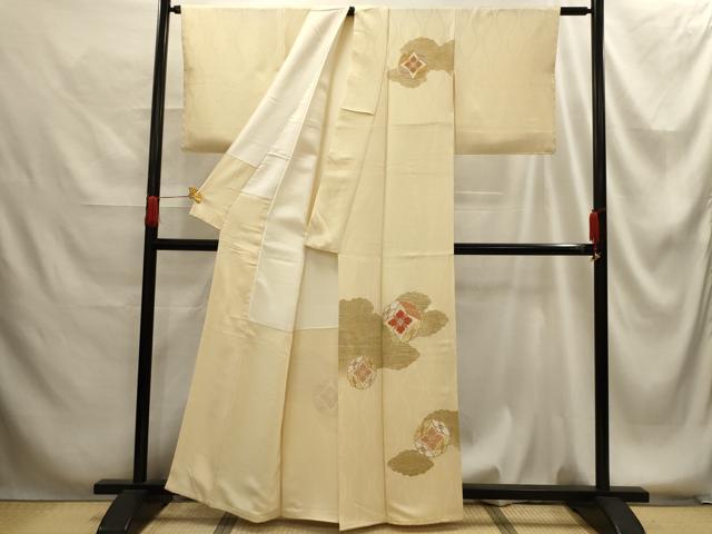 平和屋着物■訪問着　駒刺繍　七宝花文　金彩　正絹　逸品　AABG1297sx