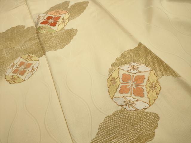 平和屋着物■訪問着　駒刺繍　七宝花文　金彩　正絹　逸品　AABG1297sx