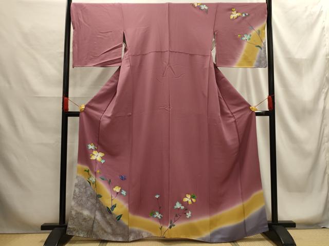 平和屋着物■訪問着　花蝶文　暈し染め　金彩　正絹　逸品　AABG1305sx