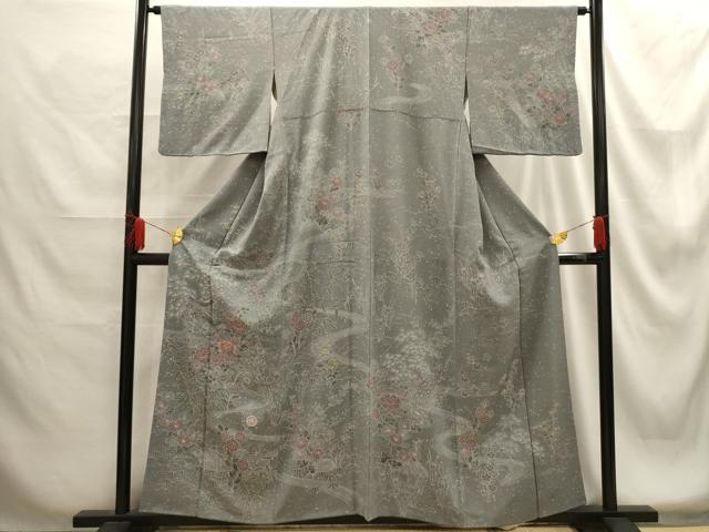 平和屋着物■訪問着　刺繍　流水花文　正絹　逸品　AABG1317sx