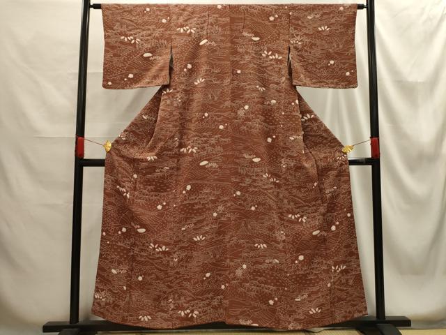 平和屋着物■上質な小紋　絞り　松竹梅風景文　正絹　逸品　AABG1318sx