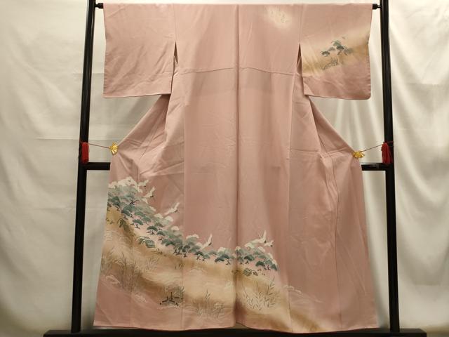 平和屋着物■訪問着　飛鶴浜松文　暈し染め　金彩　正絹　逸品　AABG1322sx