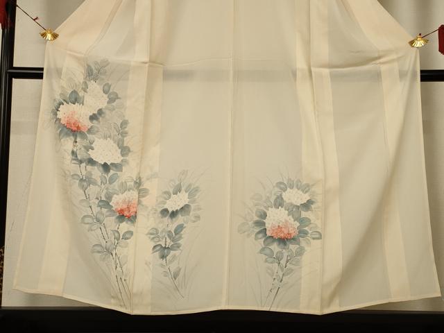 平和屋着物＊夏物　訪問着　変わり絽　手描き　紫陽花　正絹　逸品　AABG2012jd 平和屋着物＊夏物 訪問着 変わり絽 手描き 紫陽花 正絹 逸品