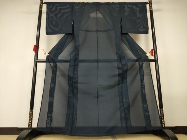 平和屋着物＊夏物　色無地　縦絽　変わり縞　褐返色　正絹　逸品　AABG2031jd