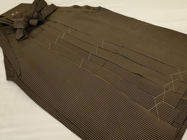 平和屋着物＊夏物　男性　行灯袴　縞　正絹　逸品　AABG2042jd