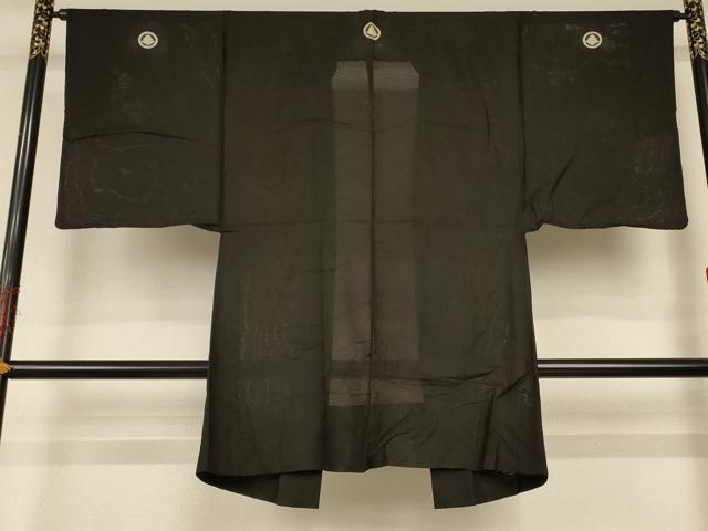 平和屋着物＊夏物　男性　羽織　黒紋付　絽　正絹　逸品　AABG2067jd