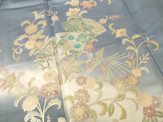 平和屋着物●訪問着　地紙鳳凰花文　暈し染め　金銀彩　正絹　逸品　AABG2636ck_3