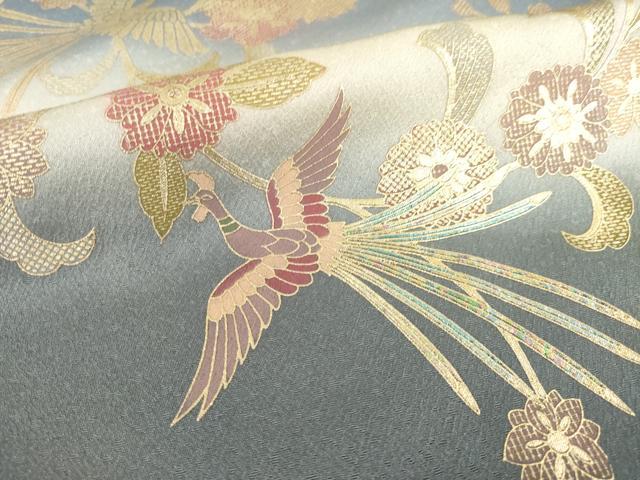 平和屋着物●訪問着　地紙鳳凰花文　暈し染め　金銀彩　正絹　逸品　AABG2636ck_6