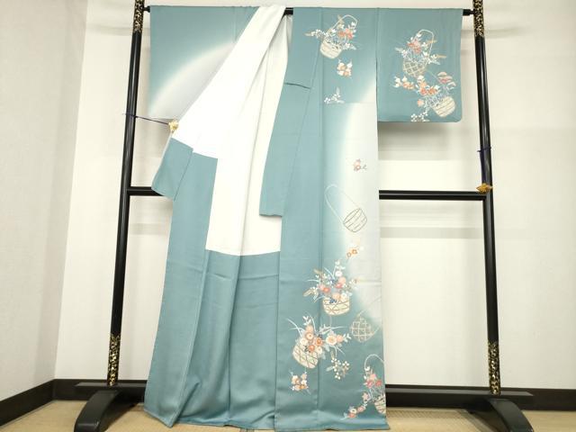 平和屋着物●訪問着　花篭文　暈し染め　正絹　逸品　未使用　AABG2639ck_1