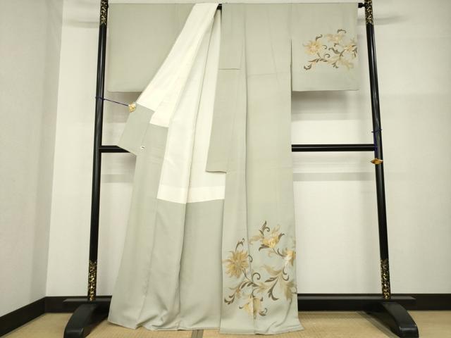 平和屋着物●ジャパンオートクチュール　渡辺雪三郎　訪問着　花唐草文　金彩　正絹　逸品　AABG2653ck_1