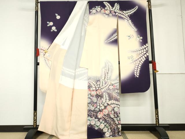 平和屋着物●越後十日町の一流染匠　桐屋・翠山工房　振袖　辻が花　暈し染め　やまと誂製　正絹　逸品　AABG2697cs_1
