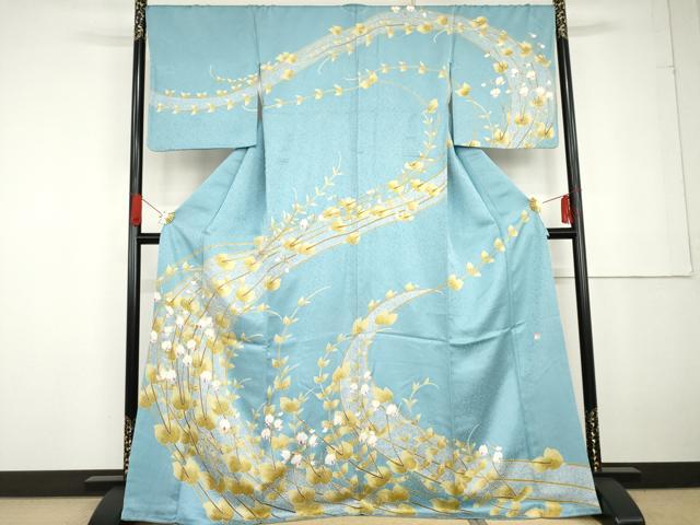 平和屋着物●京友禅作家　池内路一　訪問着　胡蝶蘭　金彩　正絹　逸品　AABG2709cs