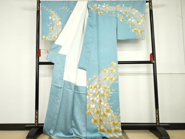 平和屋着物●京友禅作家　池内路一　訪問着　胡蝶蘭　金彩　正絹　逸品　AABG2709cs_1