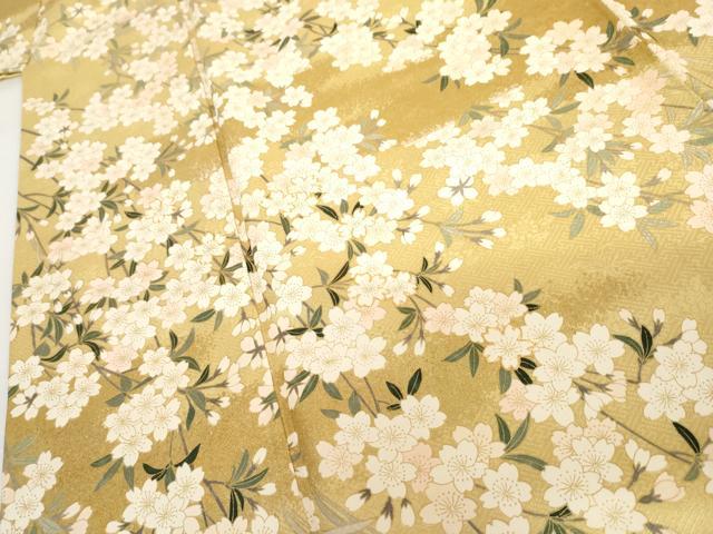 平和屋着物●訪問着　駒刺繍　枝垂れ桜文　暈し染め　金彩　正絹　逸品　AABG2711cs_3