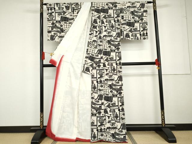 平和屋着物●上質な小紋　人物風景文　正絹　逸品　AABG2731cs 平和屋着物○上質な小紋 人物風景文 正絹 逸品 AABG2731cs 【公式通販】