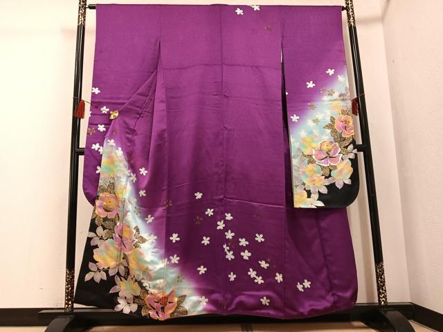 平和屋着物●豪華振袖　草花文　金銀彩　金通し地　正絹　逸品　AABG2820ph 平和屋着物○豪華振袖 草花文 金銀彩 金通し地 正絹 逸品 AABG2820phの