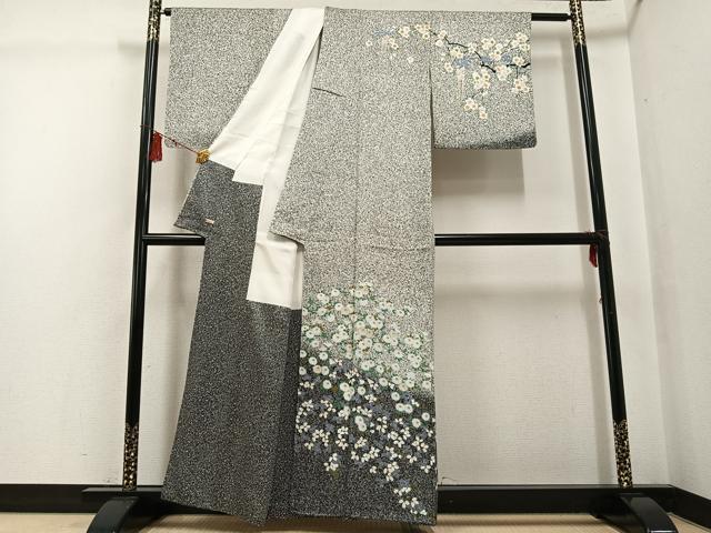 平和屋着物●訪問着　枝花文　たたき染め　金彩　正絹　逸品　CABB6375ut 平和屋着物○訪問着 枝花文 たたき染め 金彩 正絹 逸品 CABB6375utの