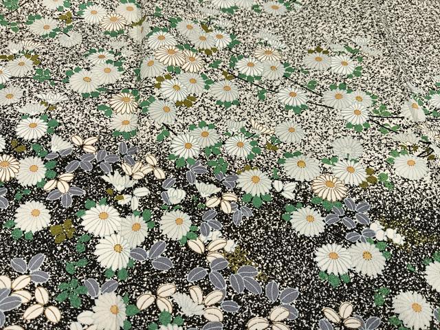 平和屋着物●訪問着　枝花文　たたき染め　黒地　金彩　正絹　逸品　AABG5414cs 平和屋着物○訪問着 枝花文 たたき染め 黒地 金彩 正絹 逸品