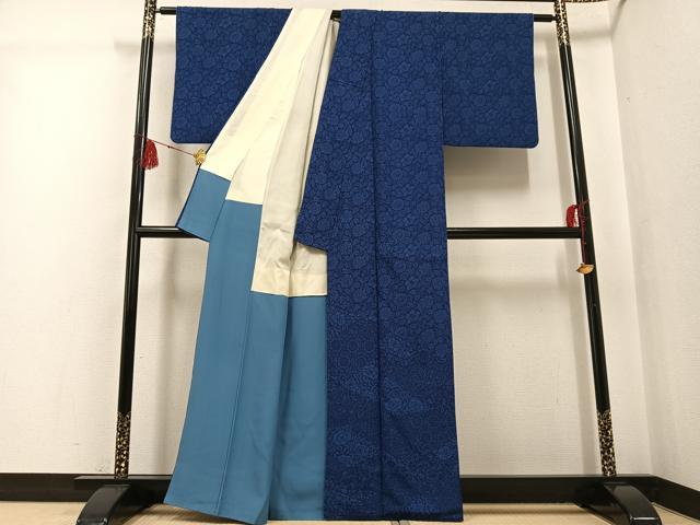 平和屋着物●上質な小紋　藍　草花文　正絹　逸品　AABG2822ph 平和屋着物○上質な小紋 藍 草花文 正絹 逸品 AABG2822phの通販はau