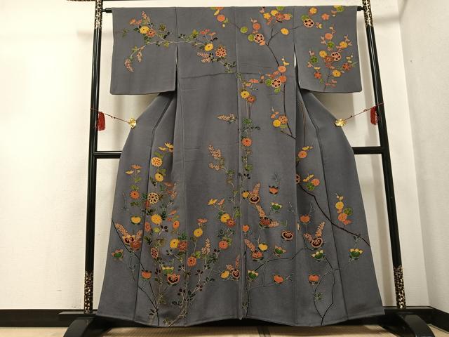 平和屋着物●訪問着　友禅　枝花文　金彩　鬼しぼ縮緬　正絹　逸品　AABG2839ph 27,721円