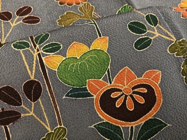 平和屋着物●訪問着　友禅　枝花文　金彩　鬼しぼ縮緬　正絹　逸品　AABG2839ph_5