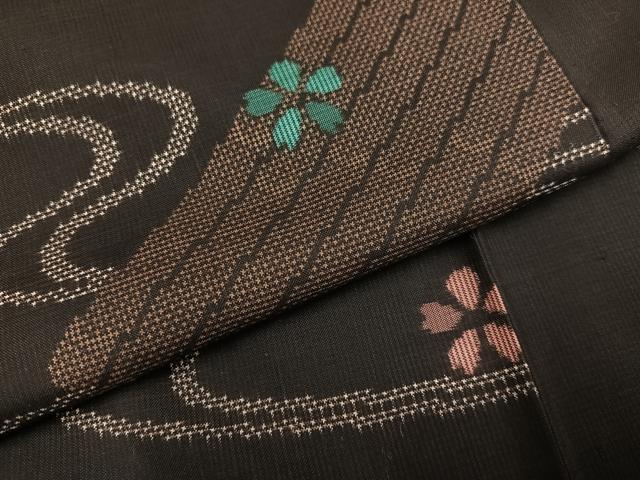 平和屋着物●本場大島紬　一元7マルキ　総絣　花筏文　正絹　逸品　AABG2868ph