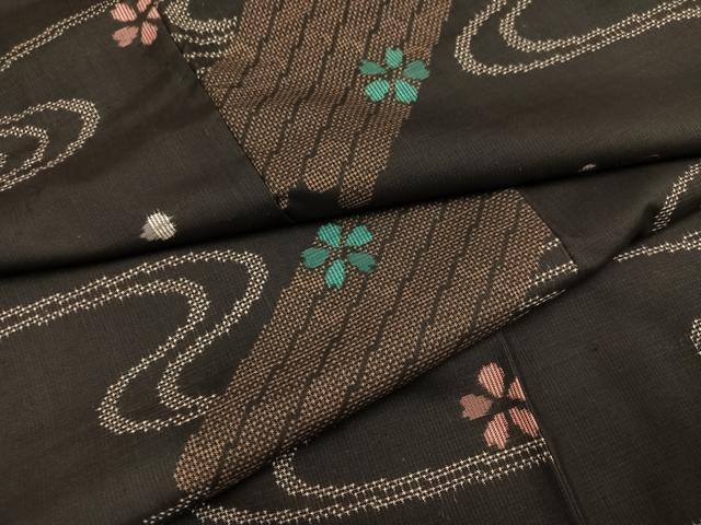 平和屋着物●本場大島紬　一元7マルキ　総絣　花筏文　正絹　逸品　AABG2868ph